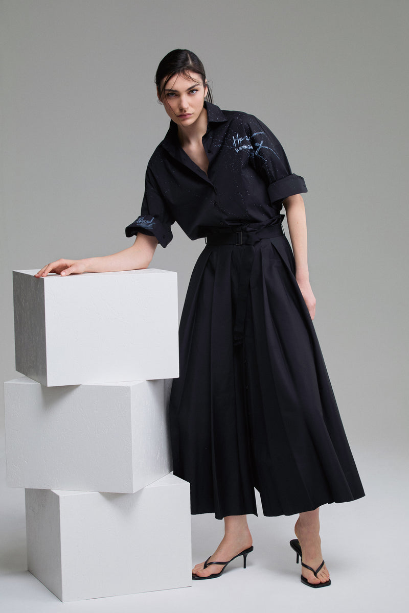 NINA COTTON SHIRT + WHITE ART | BLUE BLACK