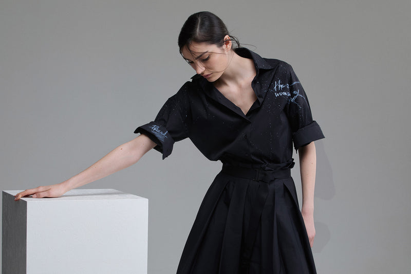 NINA COTTON SHIRT + WHITE ART | BLUE BLACK