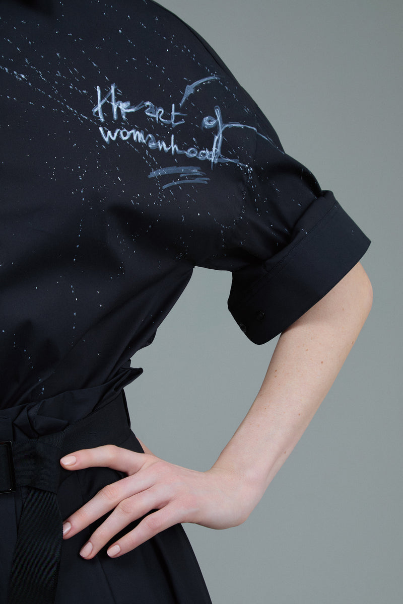 NINA COTTON SHIRT + WHITE ART | BLUE BLACK