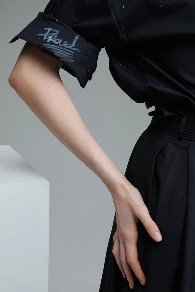 NINA COTTON SHIRT + WHITE ART | BLUE BLACK