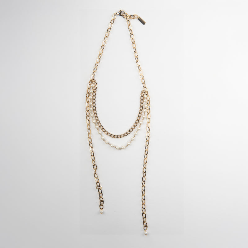 NECKLACE COMBI PEARL | LIGHT GOLD