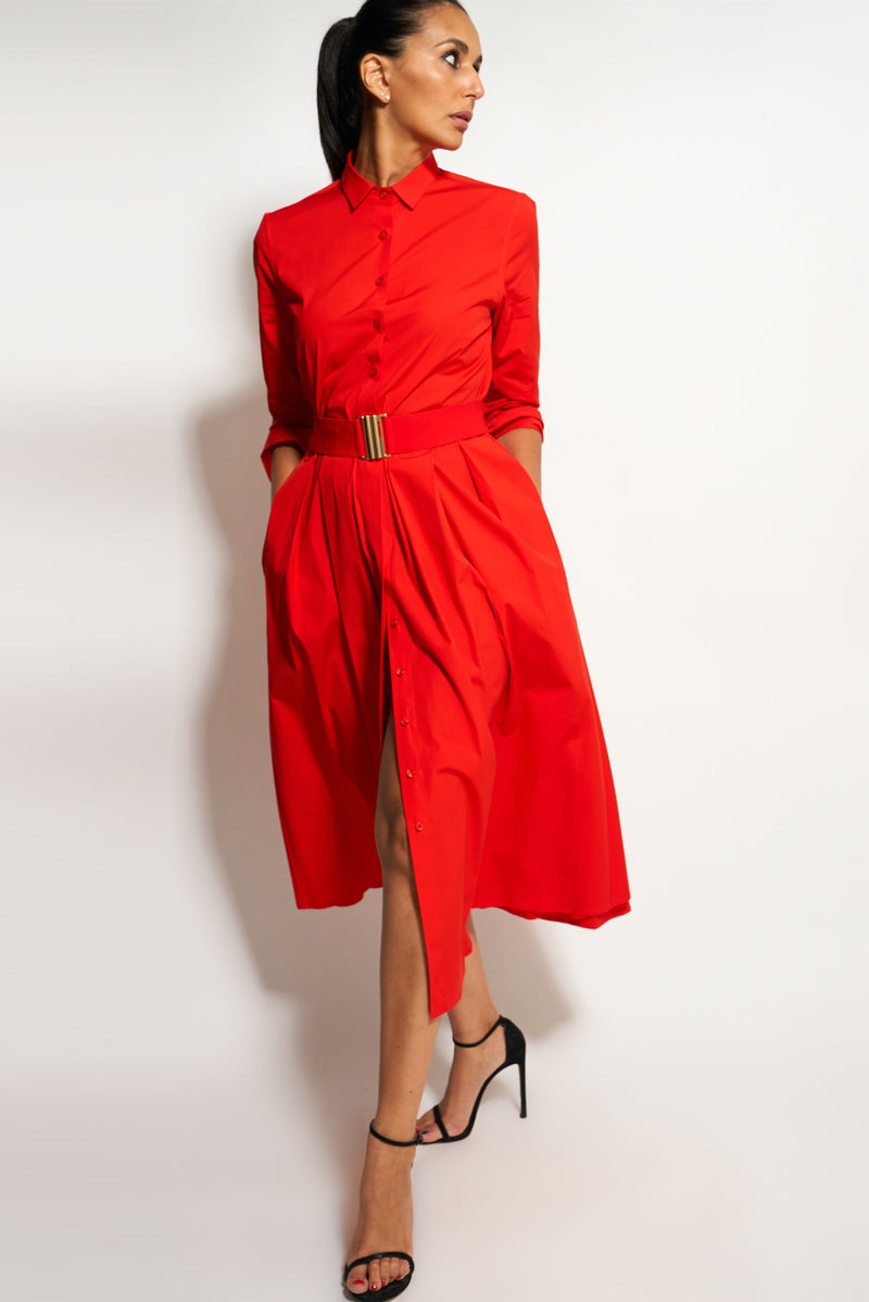 NANA DRESS COTTON XO | BRIGHT RED