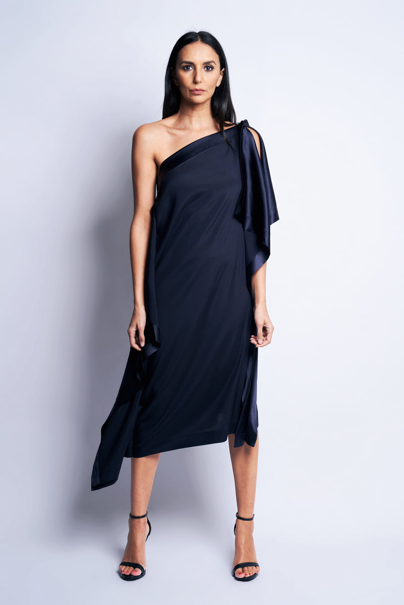 TATUM SILK DRESS | BLUE BLACK