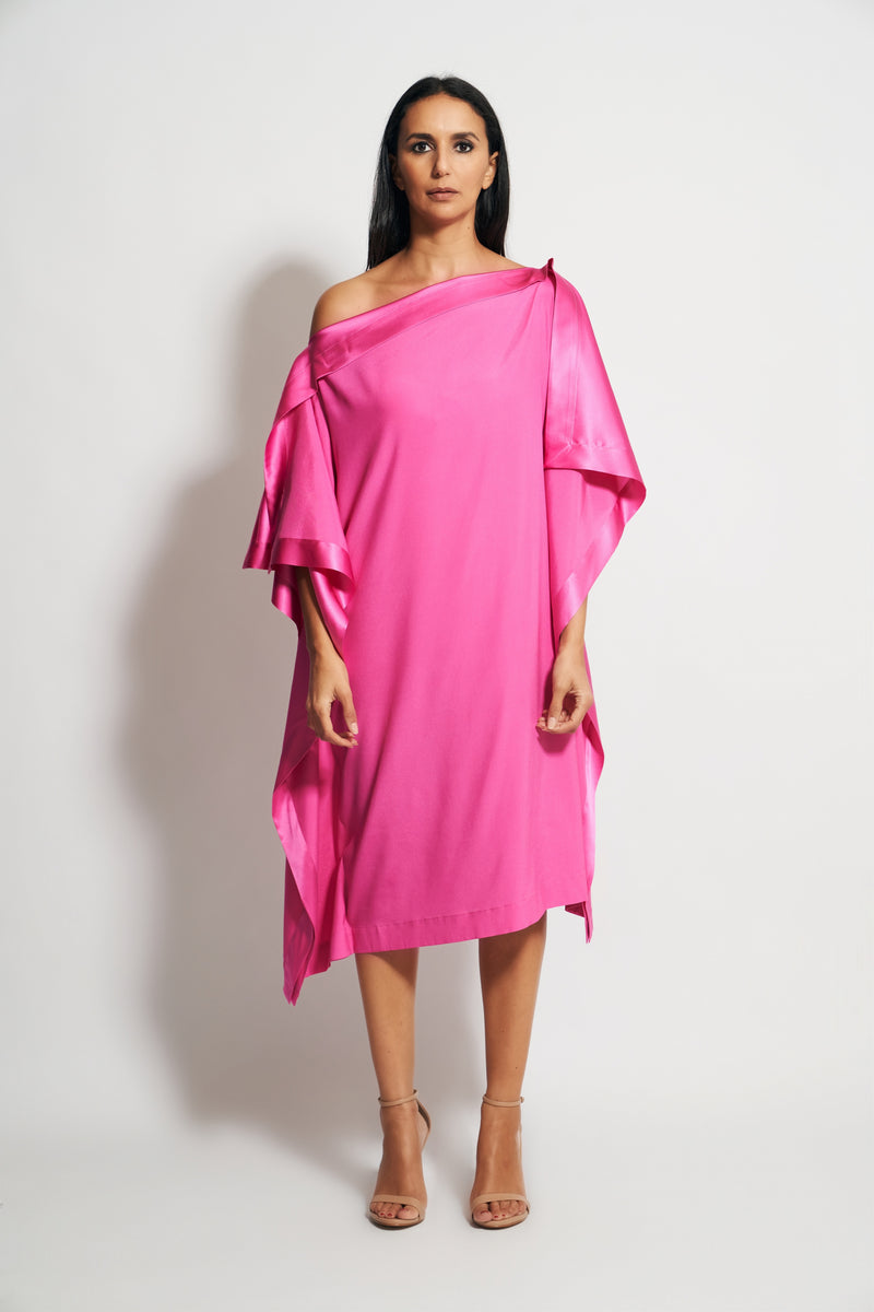 TATUM SILK DRESS XO | FUCHSIA