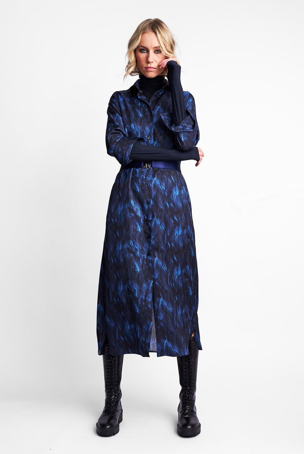 DRESS VALENCIA FEATHER | DARK BLUE