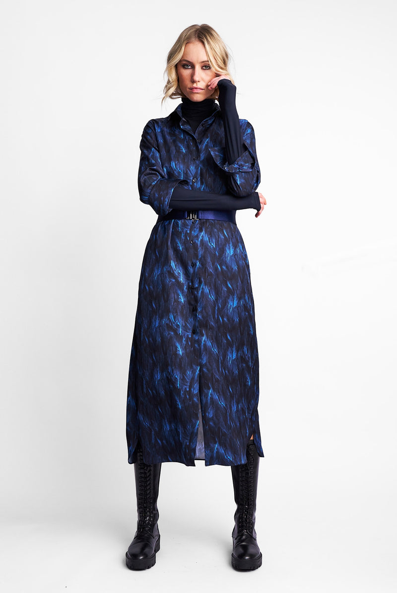 DRESS VALENCIA FEATHER | DARK BLUE