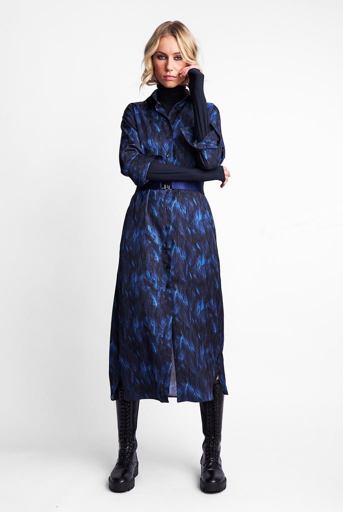 DRESS VALENCIA FEATHER | DARK BLUE