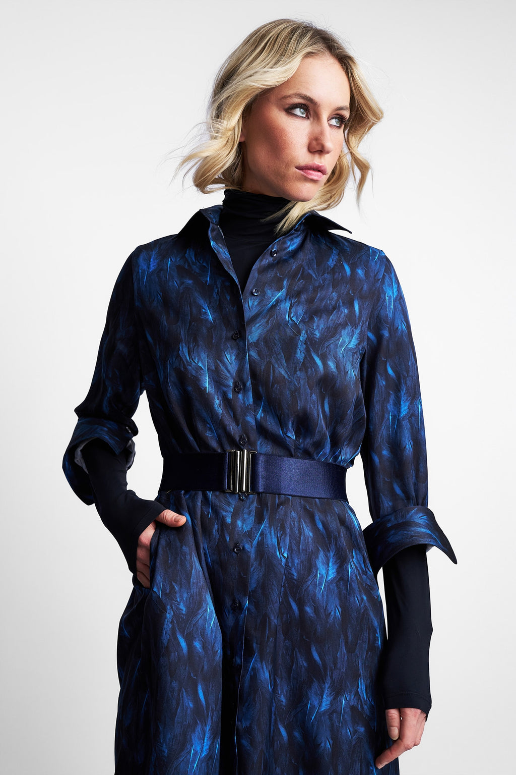 DRESS VALENCIA FEATHER | DARK BLUE