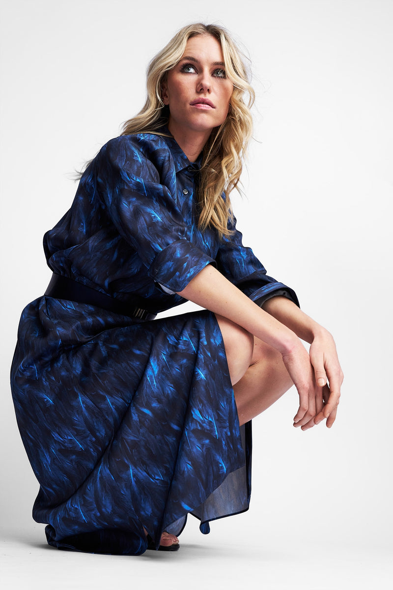 DRESS VALENCIA FEATHER | DARK BLUE
