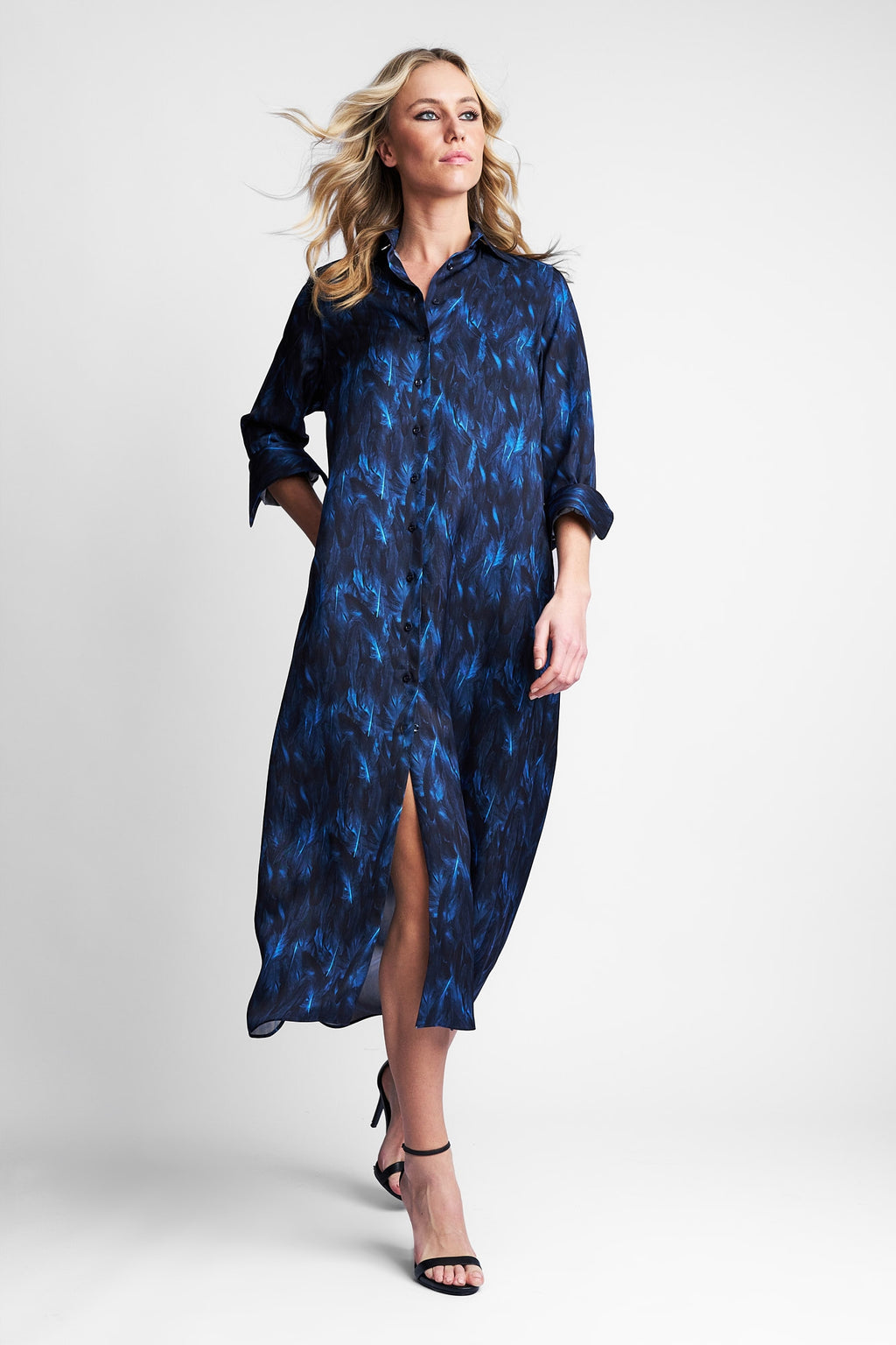 DRESS VALENCIA FEATHER | DARK BLUE