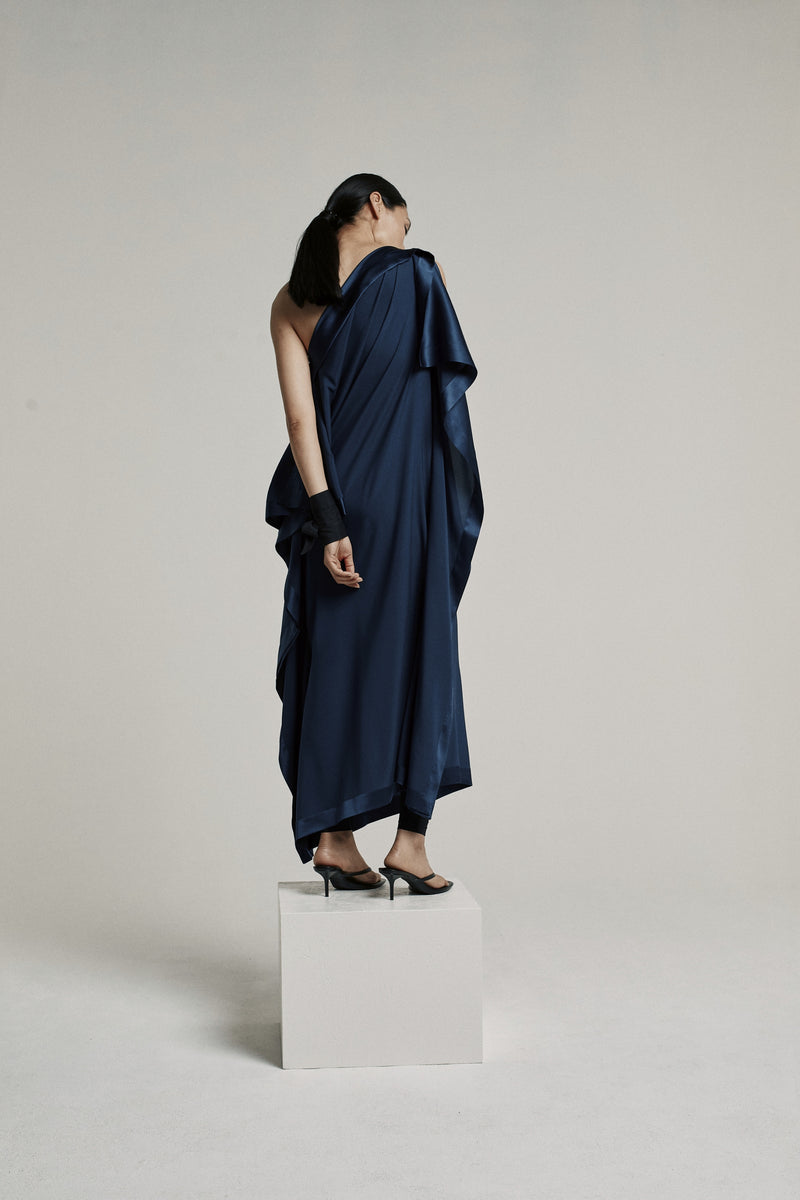 FRIEDA SILK DRESS | BLUE BLACK