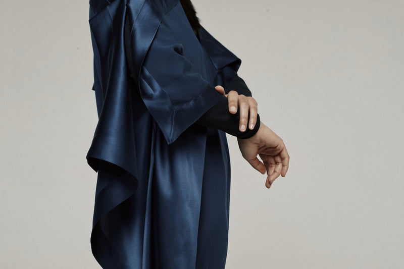 FRIEDA SILK DRESS | BLUE BLACK