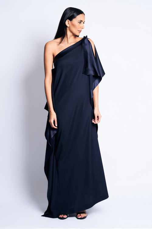 FRIEDA SILK DRESS | BLUE BLACK