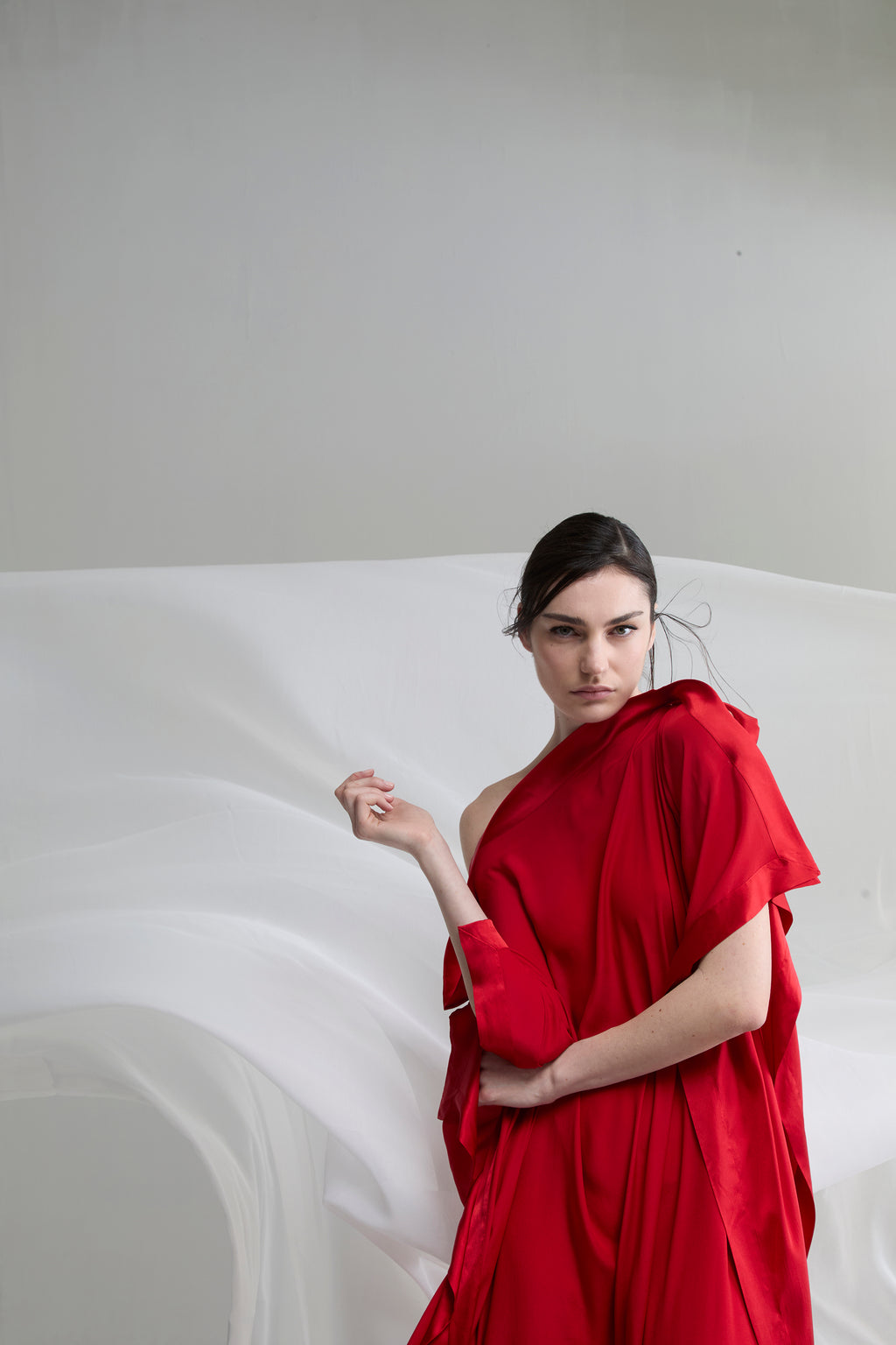 FRIEDA SILK DRESS | RED