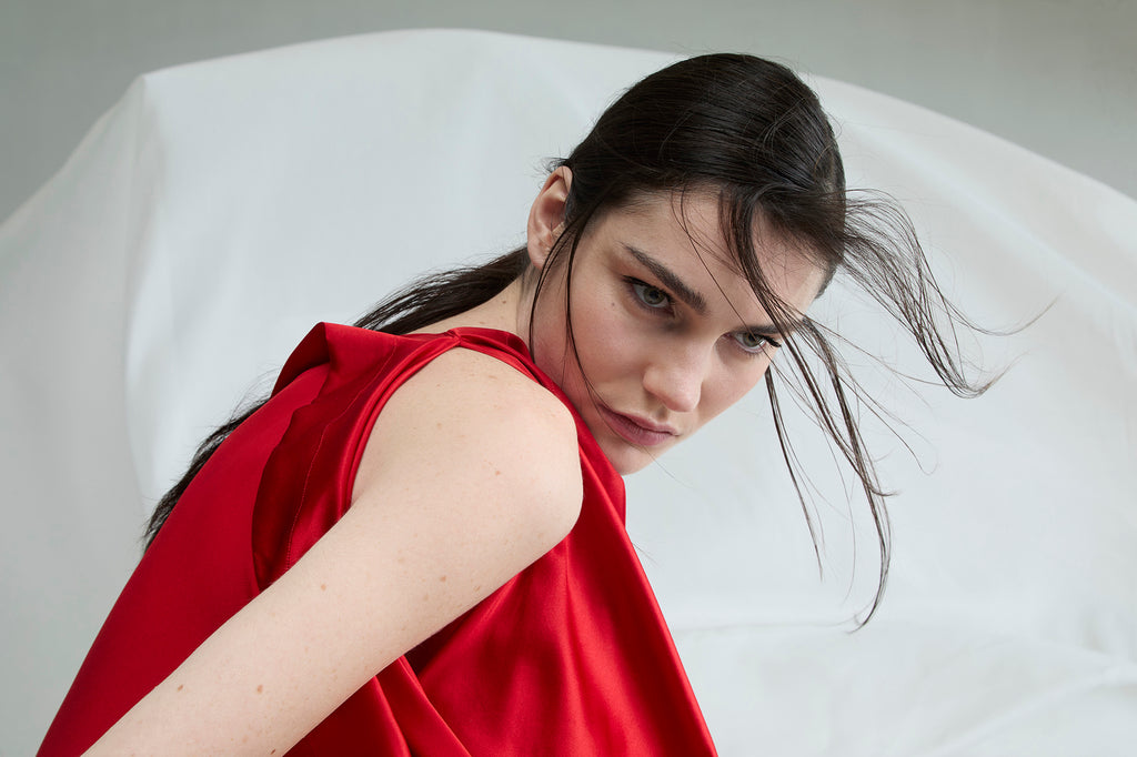 FRIEDA SILK DRESS | RED