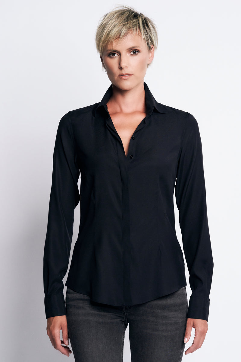 SARRA SILK SHIRT | BLACK