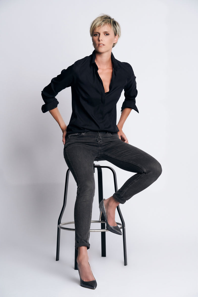 SARRA SILK SHIRT | BLACK