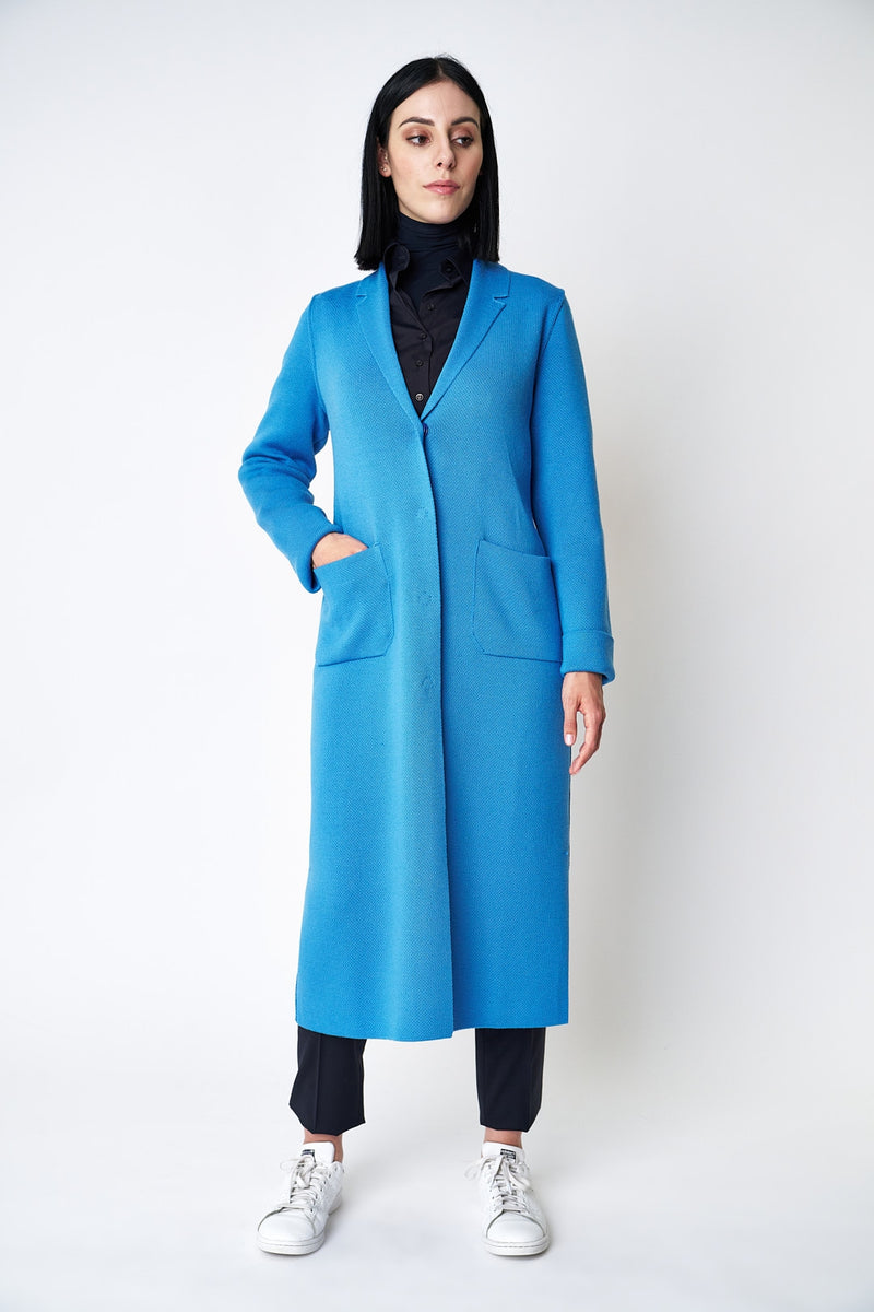 LORA MERINO WOOL JACKET XO | BRIGHT BLUE