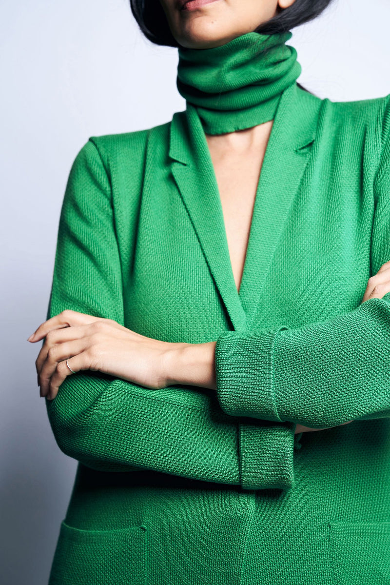 MERINO WOOL KNIT COL XO | GREEN