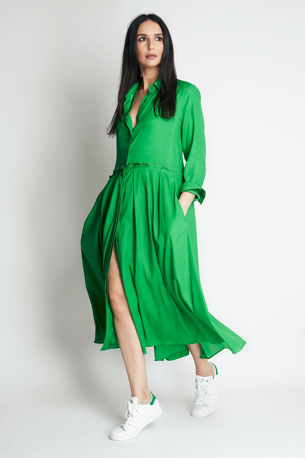 NANA SILK DRESS XO | GREEN