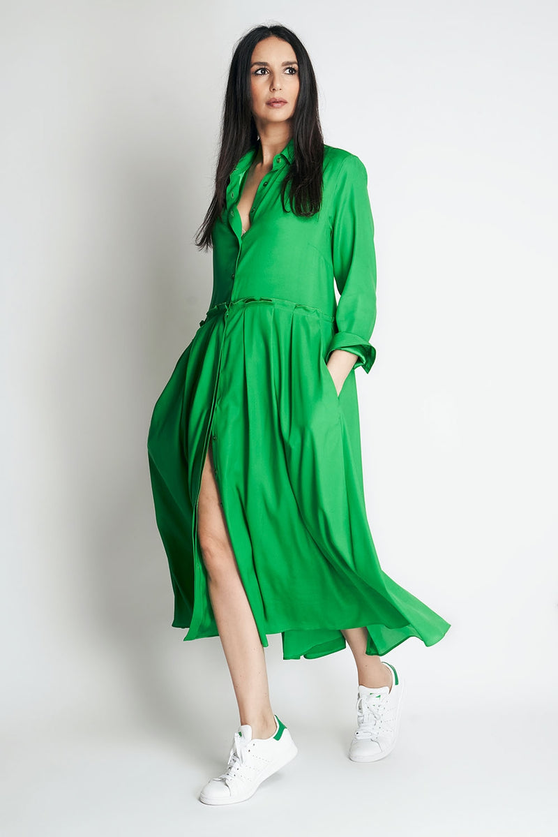 NANA SILK DRESS XO | GREEN