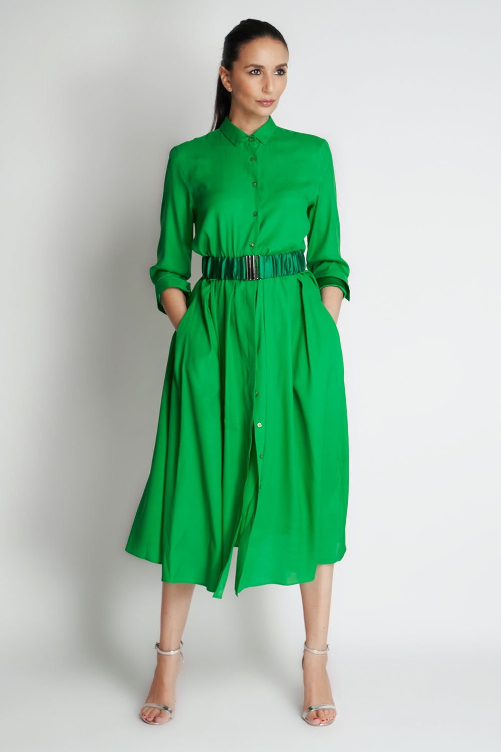 NANA SILK DRESS XO | GREEN