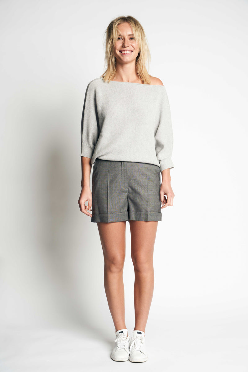 MILOU COOL WOOL SHORT | GREY MELANGE