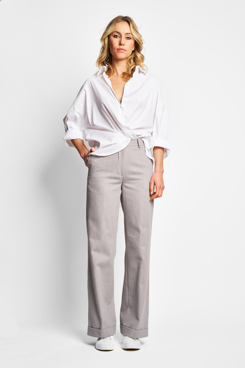 LOU CUFF COTTON SHIRT | WHITE
