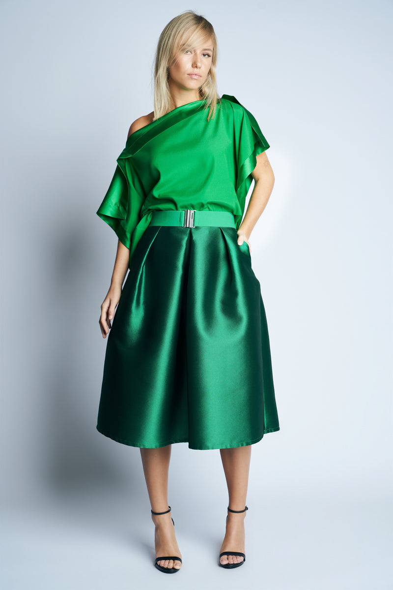 DAKOTA SILK TOP  M | GREEN