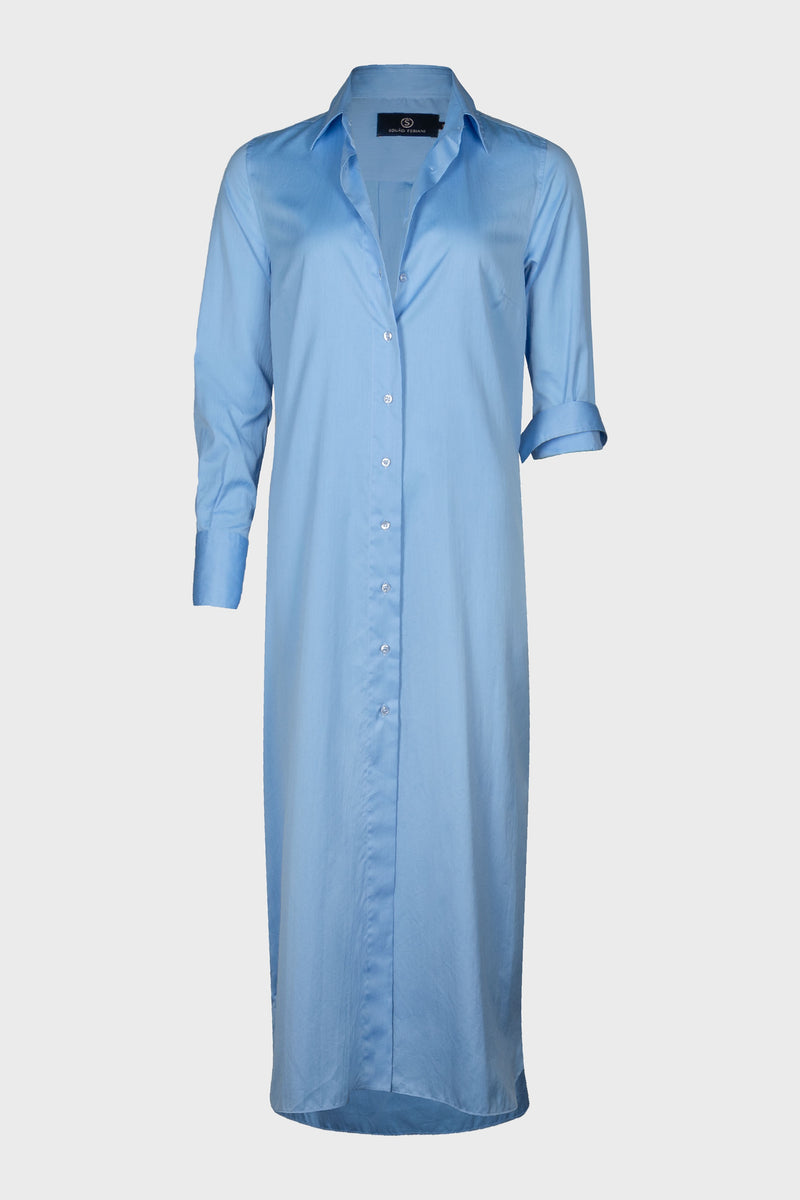 VIOLET DRESS COTTON SILK | LIGHT BLUE