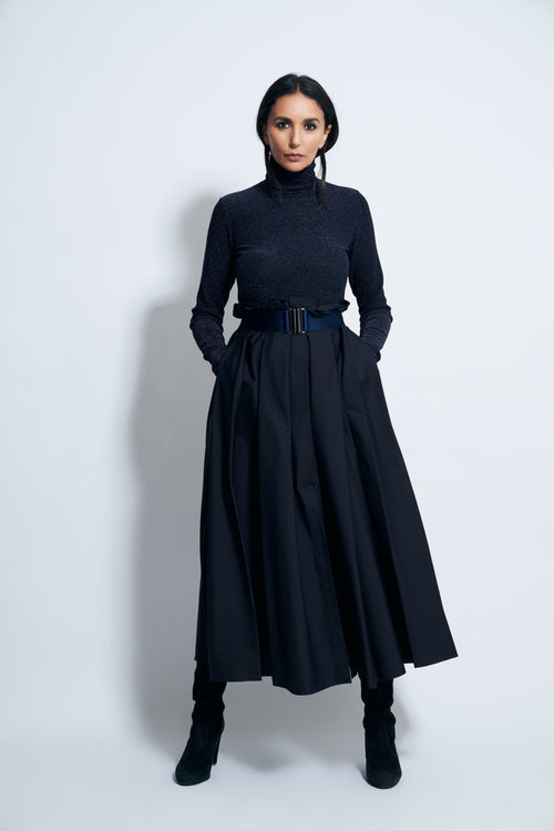AUDREY SKIRT COTTON | BLUE BLACK