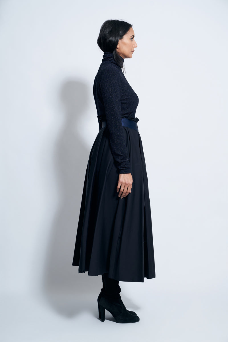 AUDREY SKIRT COTTON | BLUE BLACK