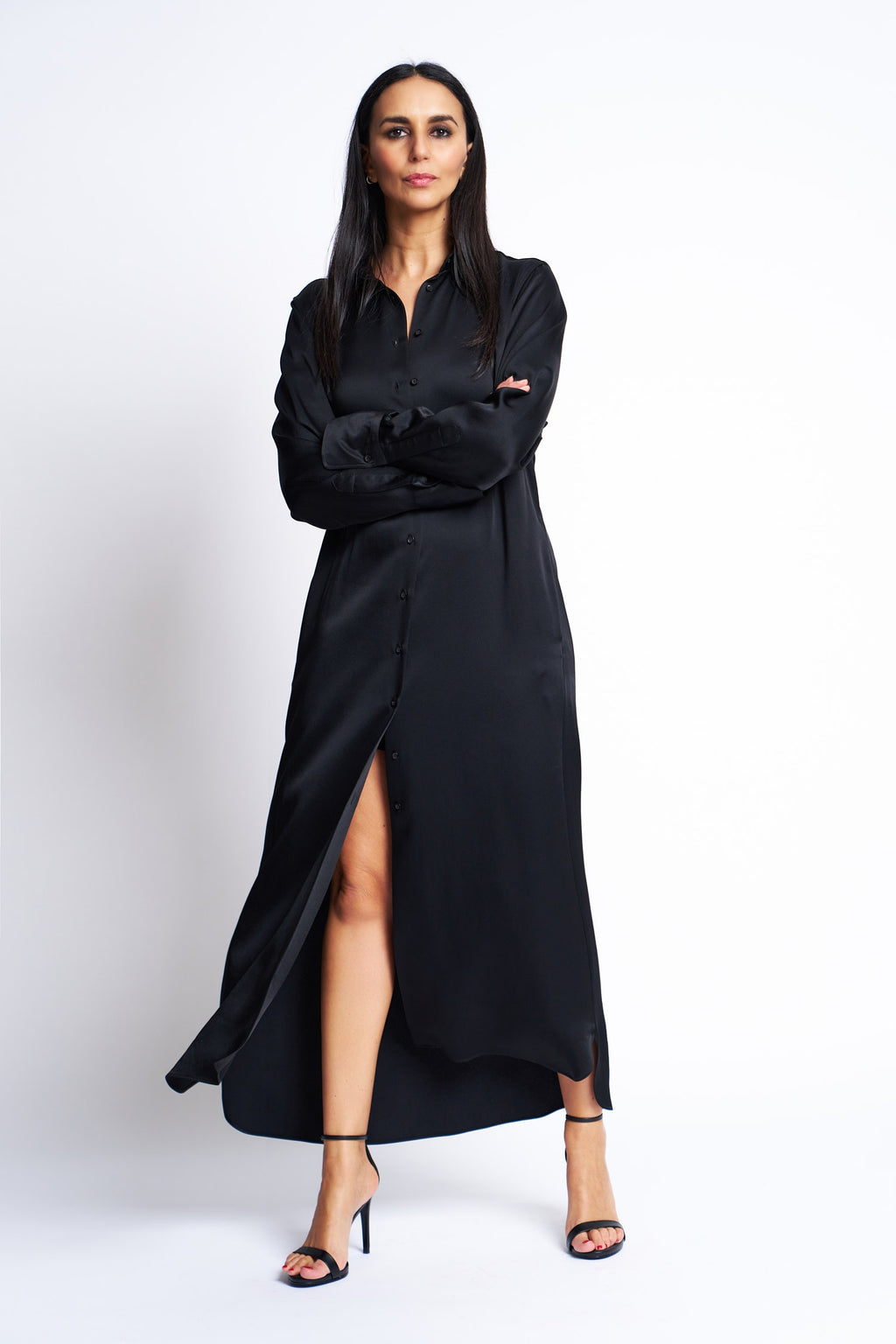 DRESS VALENCIA SHINY BLACK | BLACK