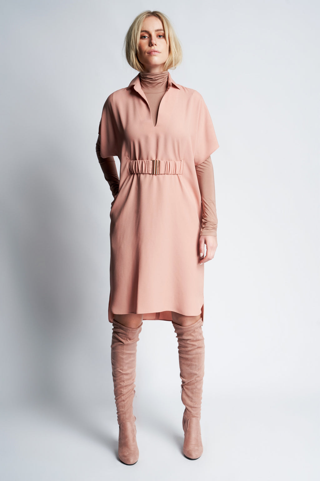 SARITA  DRESS + ELASTIC BELT | SKIN