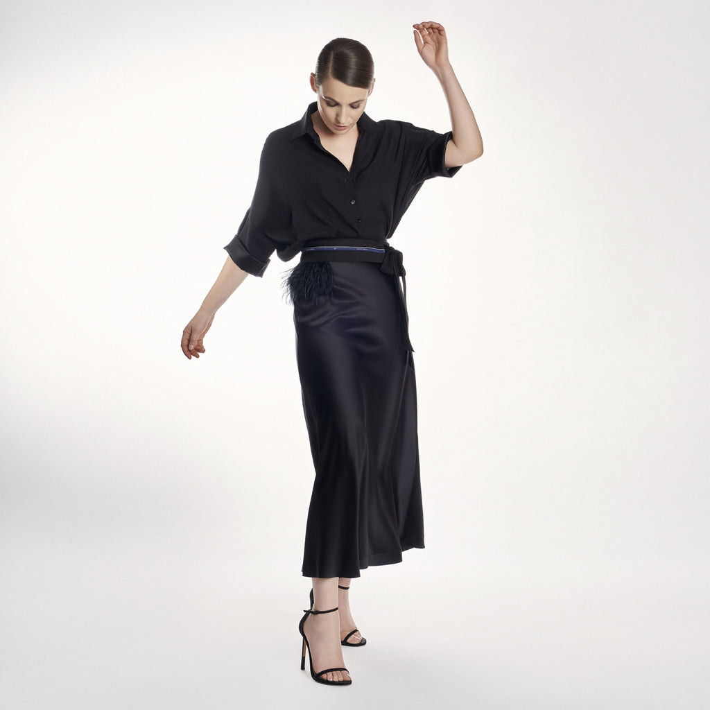 LOU SILK SHIRT | BLACK