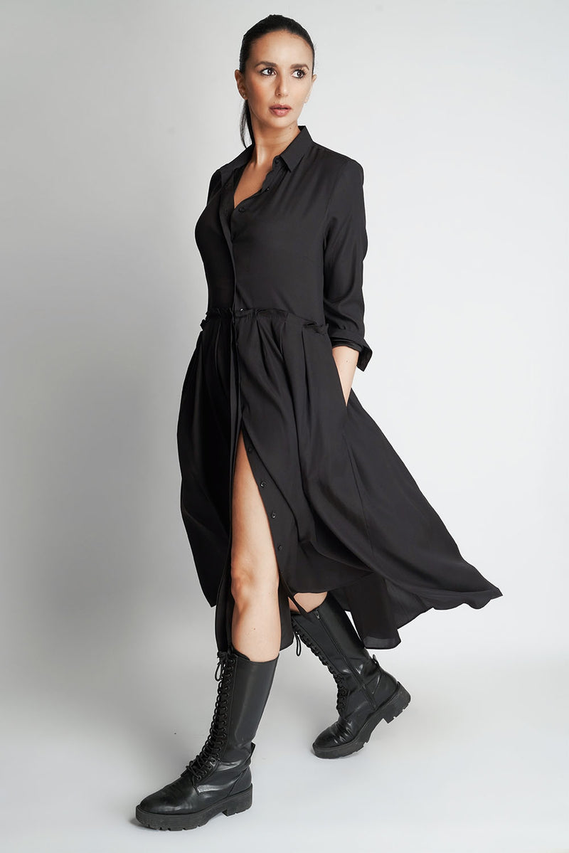 NANA SILK DRESS | BLACK