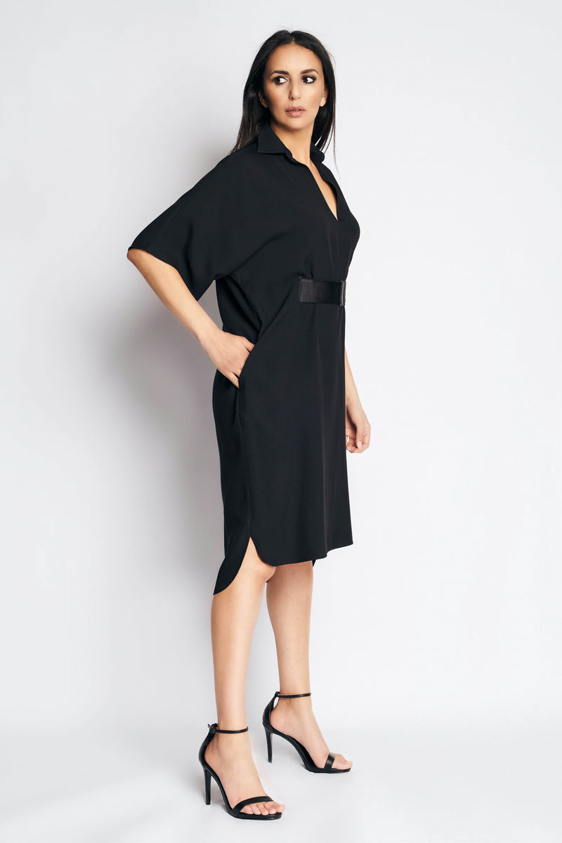 SARITA  DRESS + ELASTIC BELT | BLACK