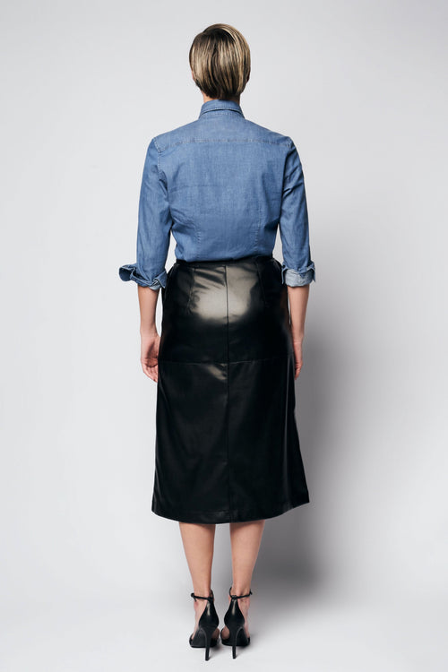 FAUX LEATHER SKIRT | BLACK