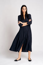 NANA SILK DRESS | BLUE BLACK