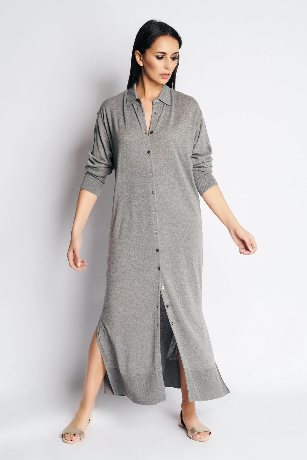 TUNICA MERINO WOOL DRESS | GREY MELANGE