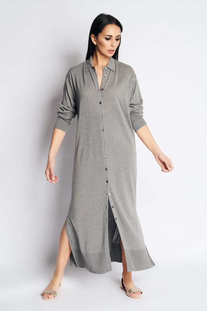 TUNICA MERINO WOOL DRESS GREY MELANGE