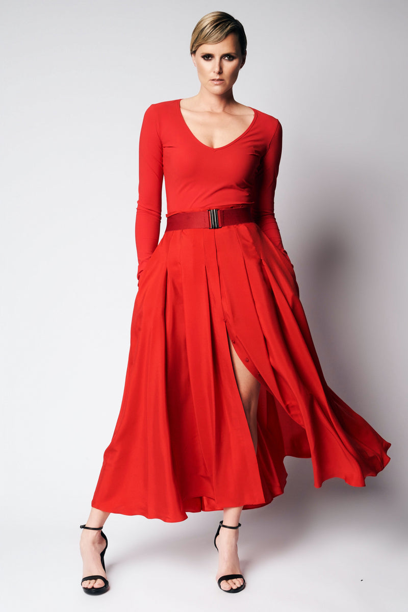 AUDREY SKIRT SILK | RED
