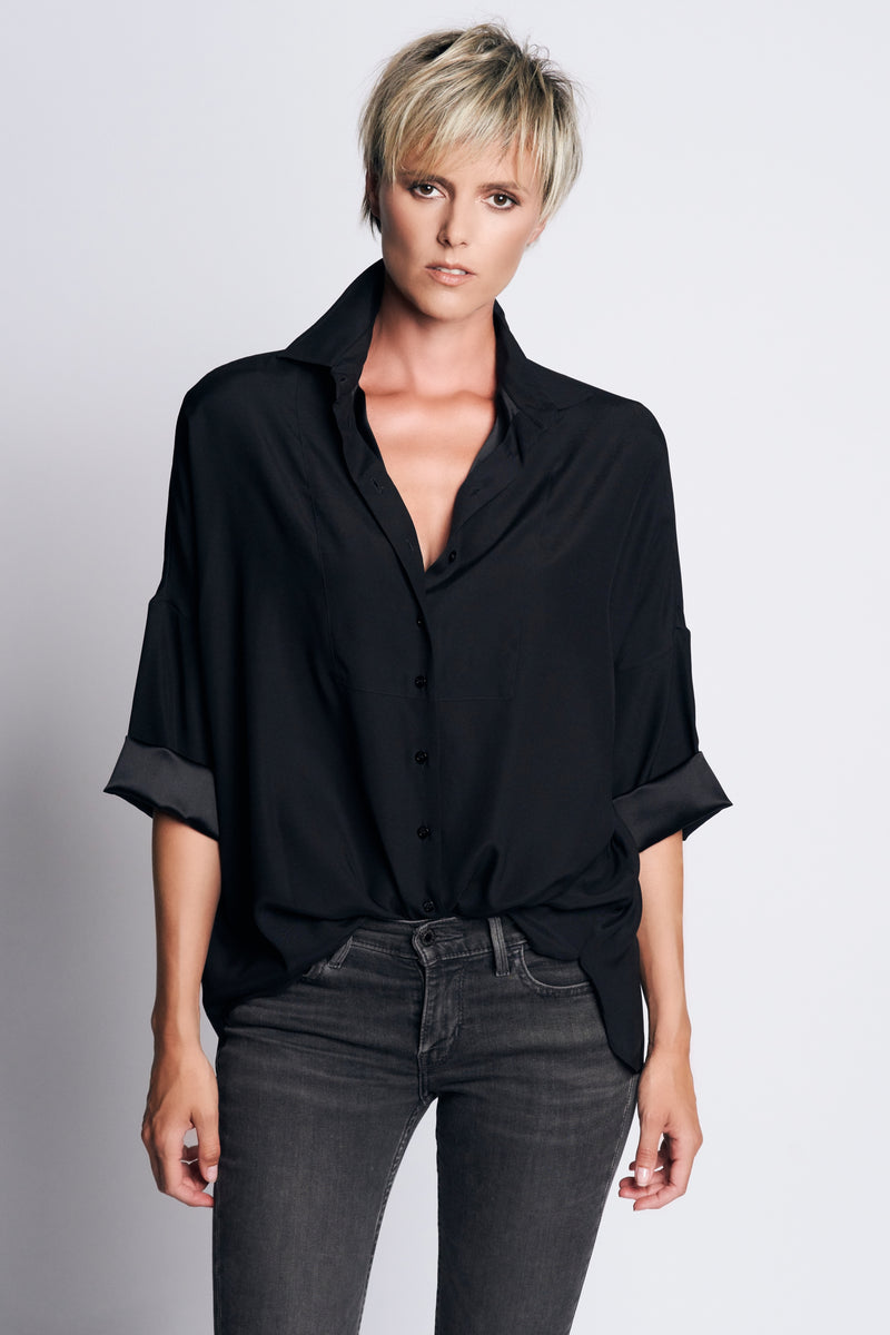LOU SILK SHIRT | BLACK