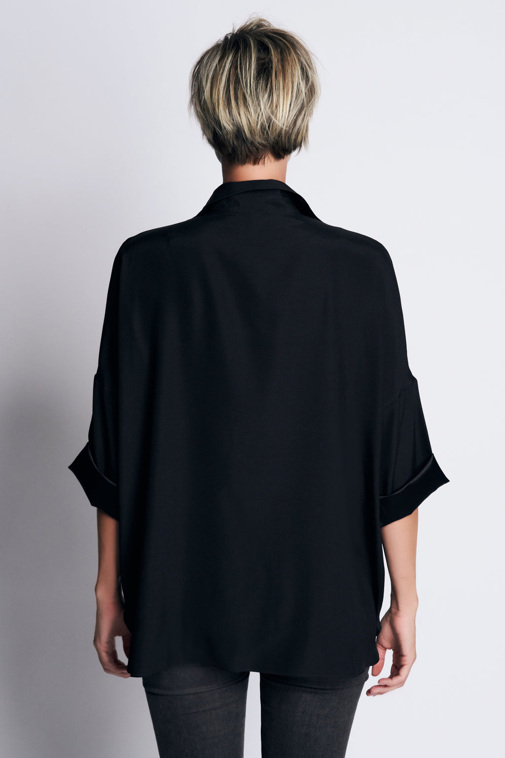 LOU SILK SHIRT | BLACK