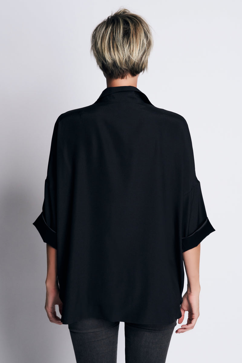 LOU SILK SHIRT | BLACK