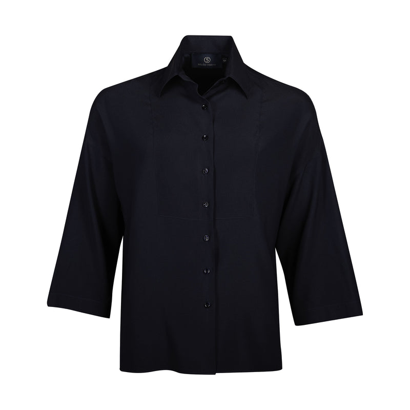LOU SILK SHIRT | BLUE BLACK