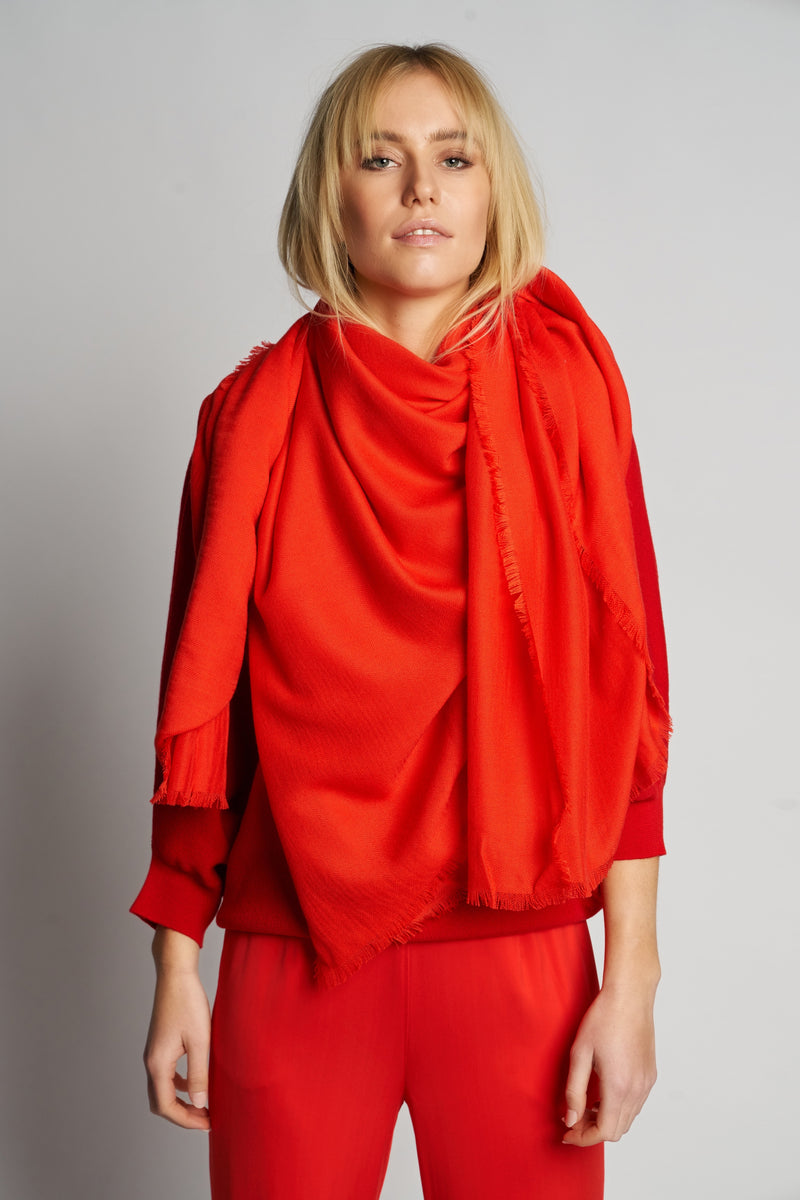 MAXI SCARF WOOL | BRIGHT RED