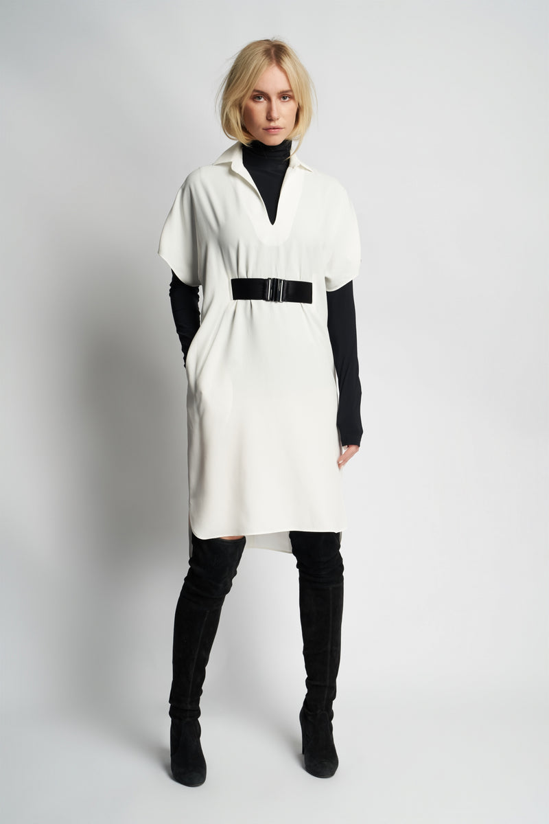 SARITA  DRESS + ELASTIC BELT | IVORY