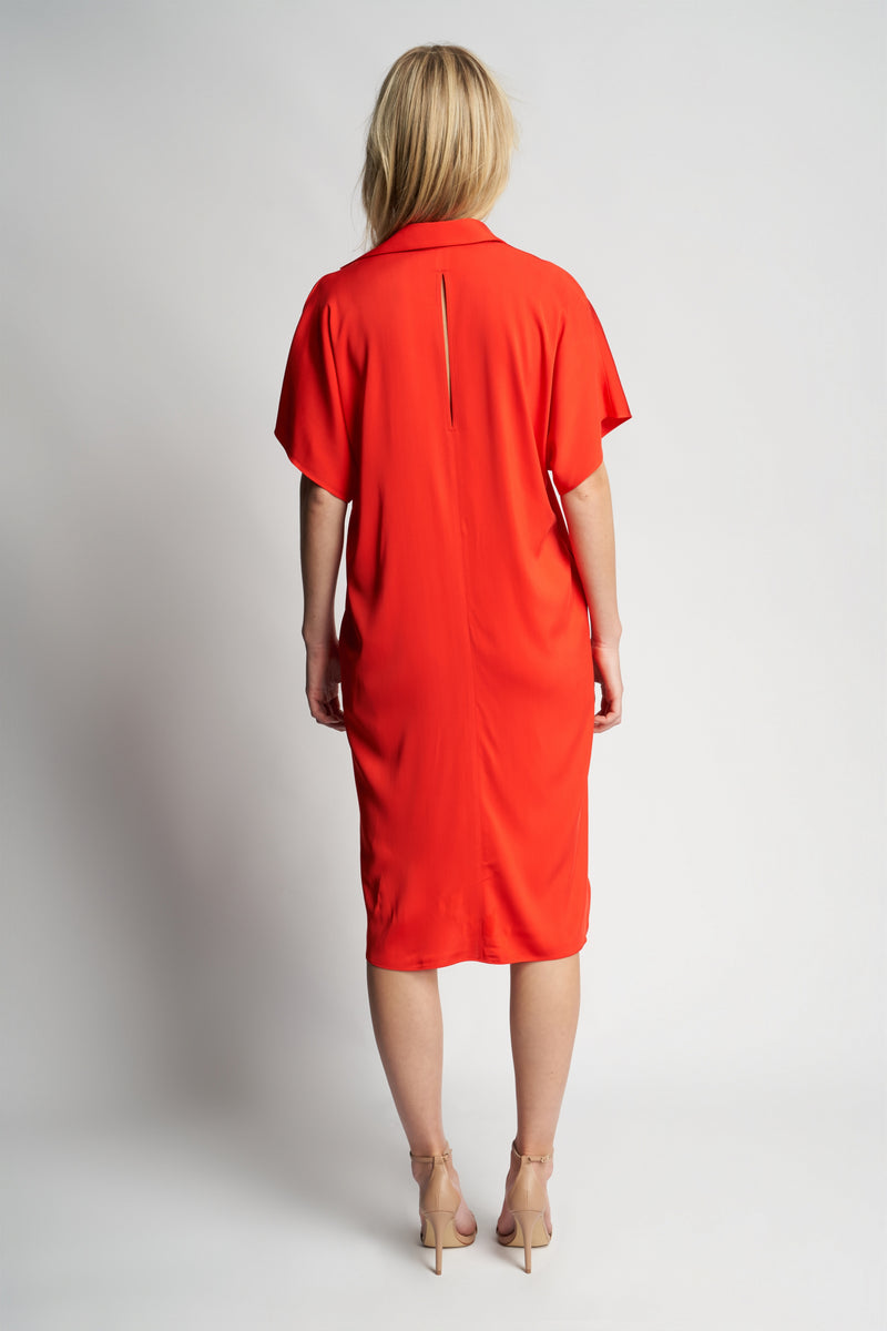 SARITA  DRESS + ELASTIC BELT | BRIGHT RED