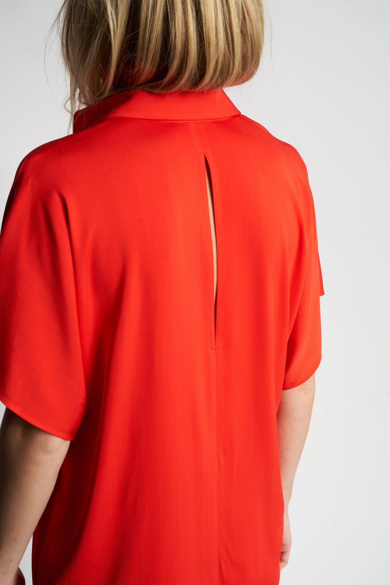 SARITA  DRESS + ELASTIC BELT | BRIGHT RED